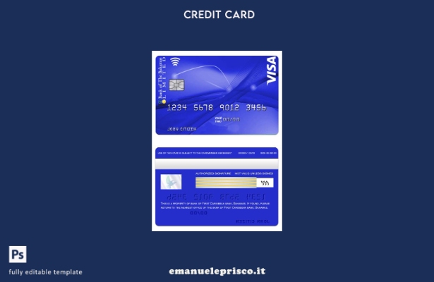 stile verificato Modello di carta VISA Classic della Bahamas Bank of Bahamas